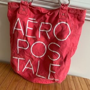 Aeropostale Large Pink Canvas Lined Tote Bag